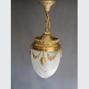 Val St Lambert Lantern in Brass and Satin Cut Glass gallery detail image