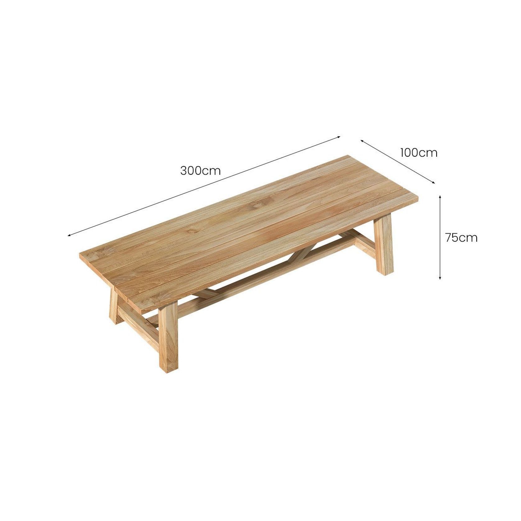 Titan Outdoor Teak Dining Table 300cm gallery detail image