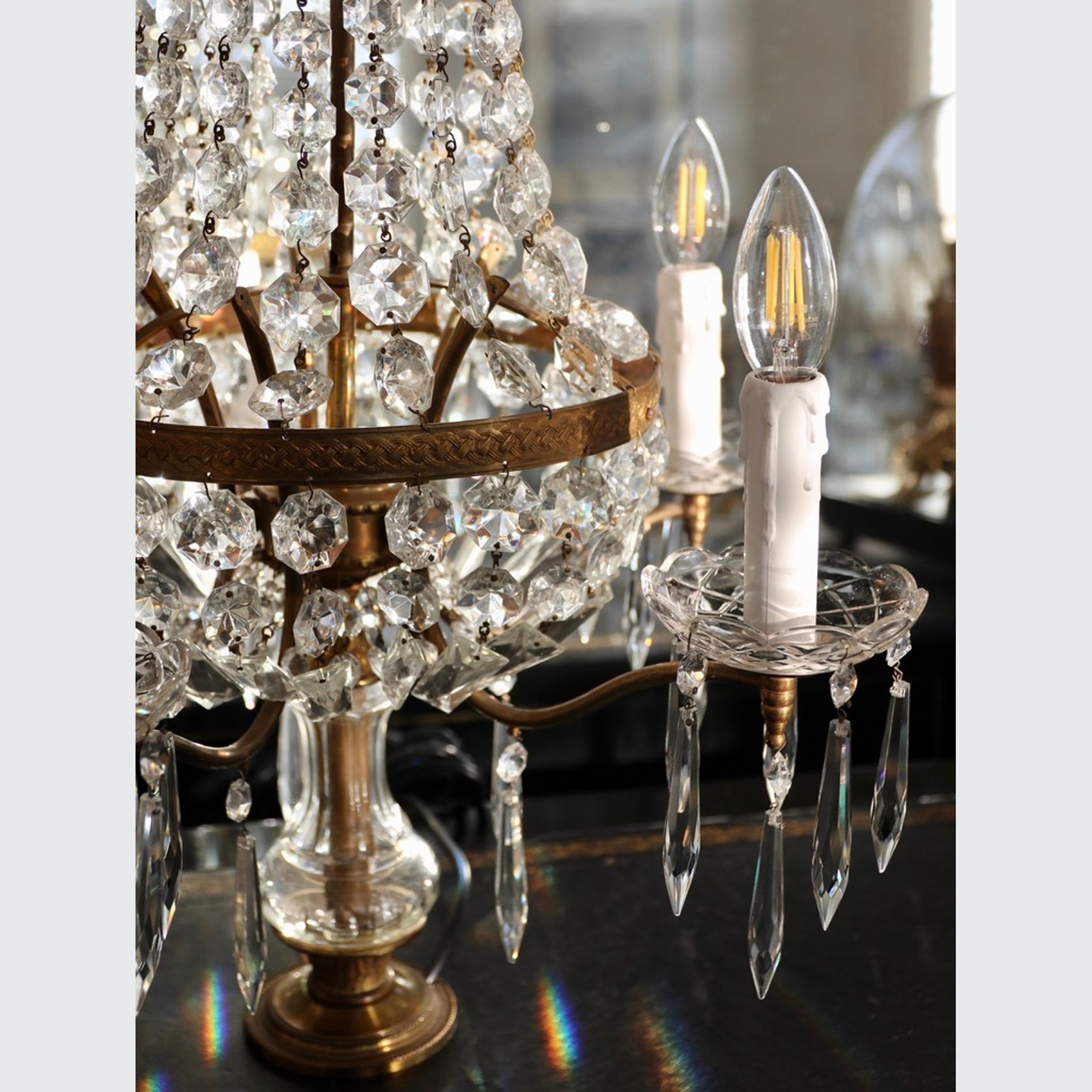 An Antique Crystal and Gilt Bronze Girandole gallery detail image