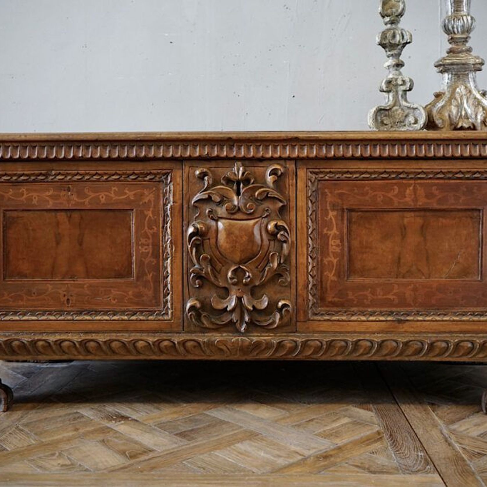 Italian 17th Century Blond Walnut Cassone Chest gallery detail image