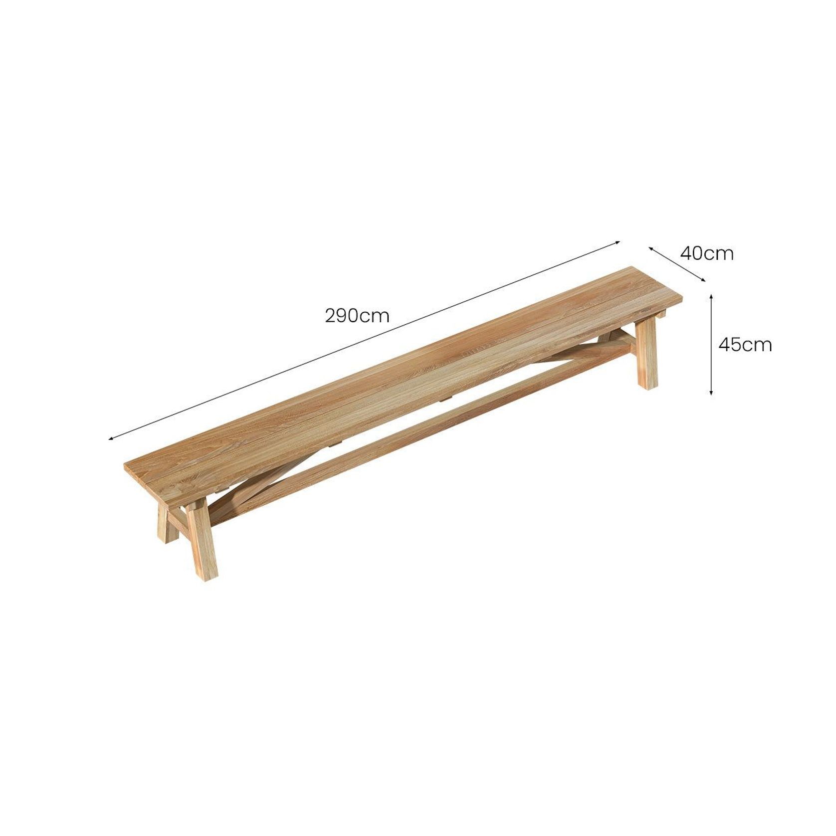 Titan Outdoor Teak Dining Bench Seat 290cm gallery detail image