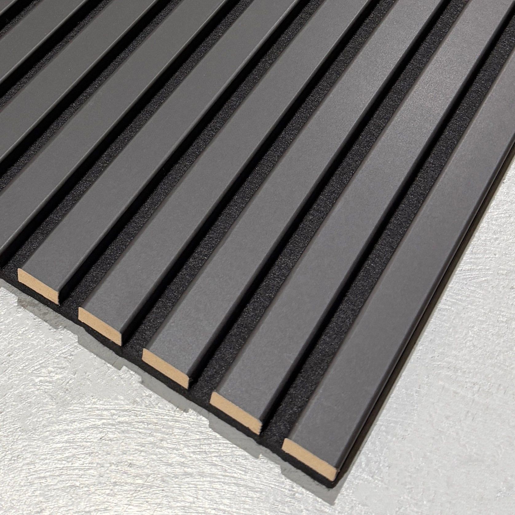 WOODFLEX Flexible Acoustic Wood Slat Wall Panel - Black Coated - 3000mm x 600mm gallery detail image