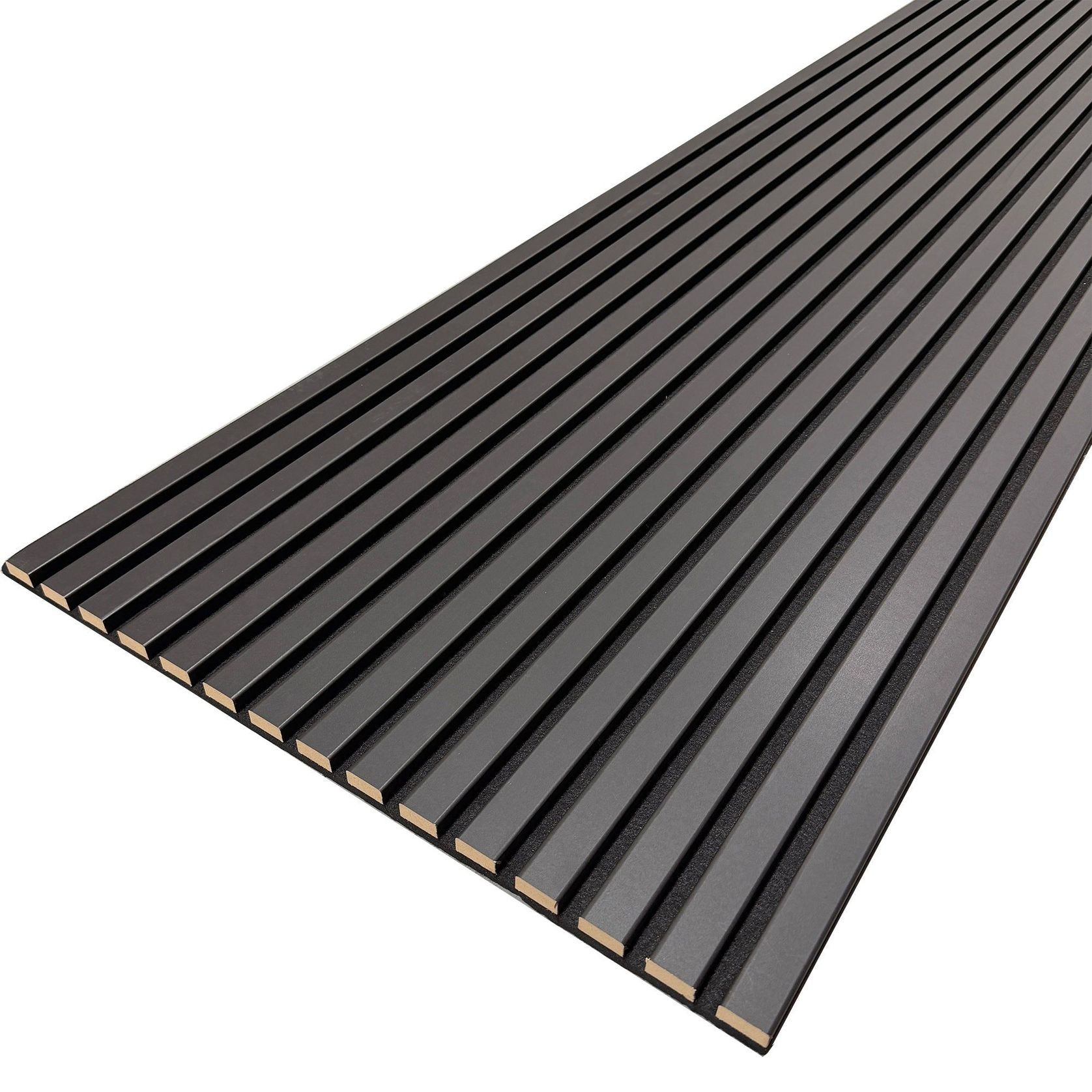 WOODFLEX Flexible Acoustic Wood Slat Wall Panel - Black Coated - 3000mm x 600mm gallery detail image