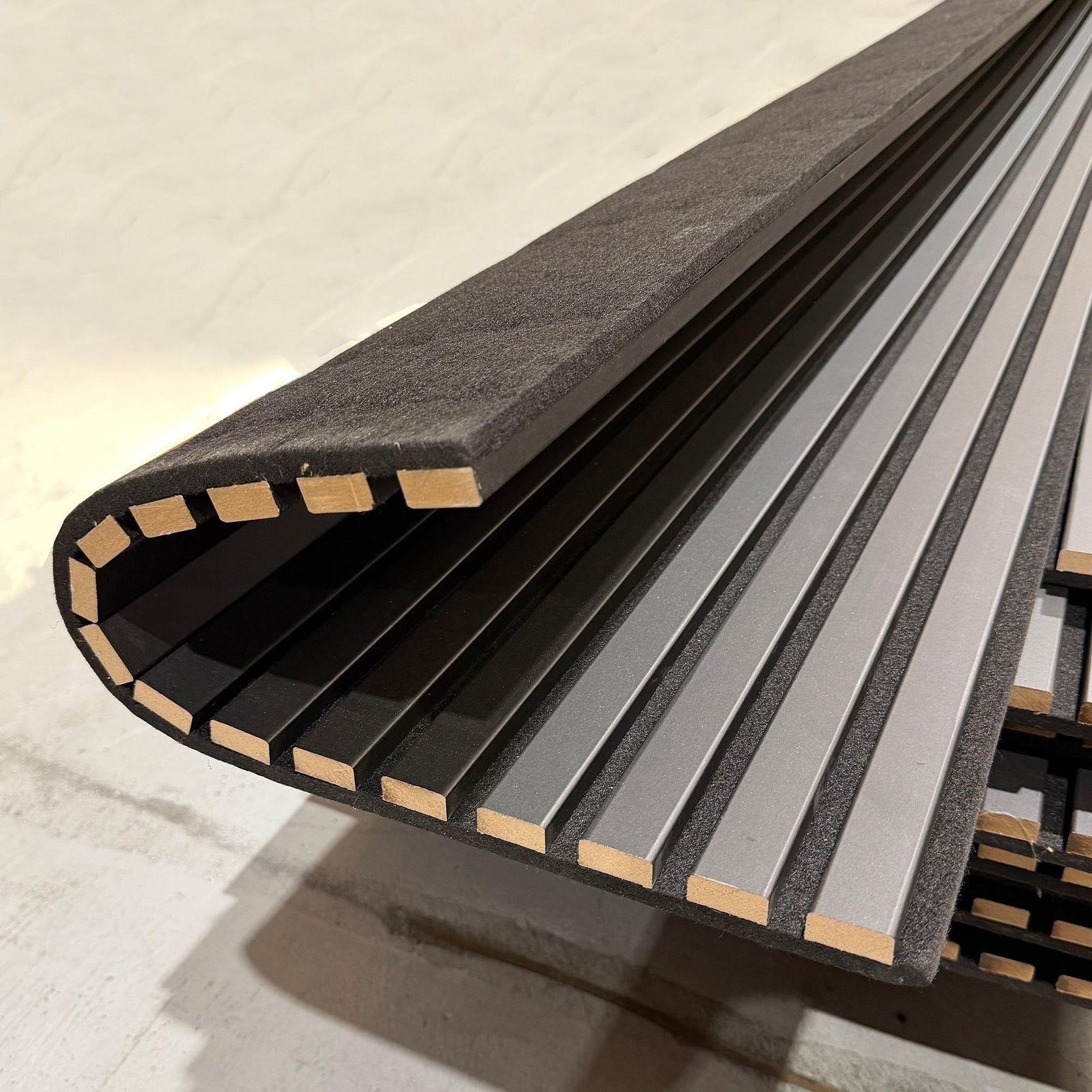 WOODFLEX Flexible Acoustic Wood Slat Wall Panel - Black Coated - 3000mm x 600mm gallery detail image