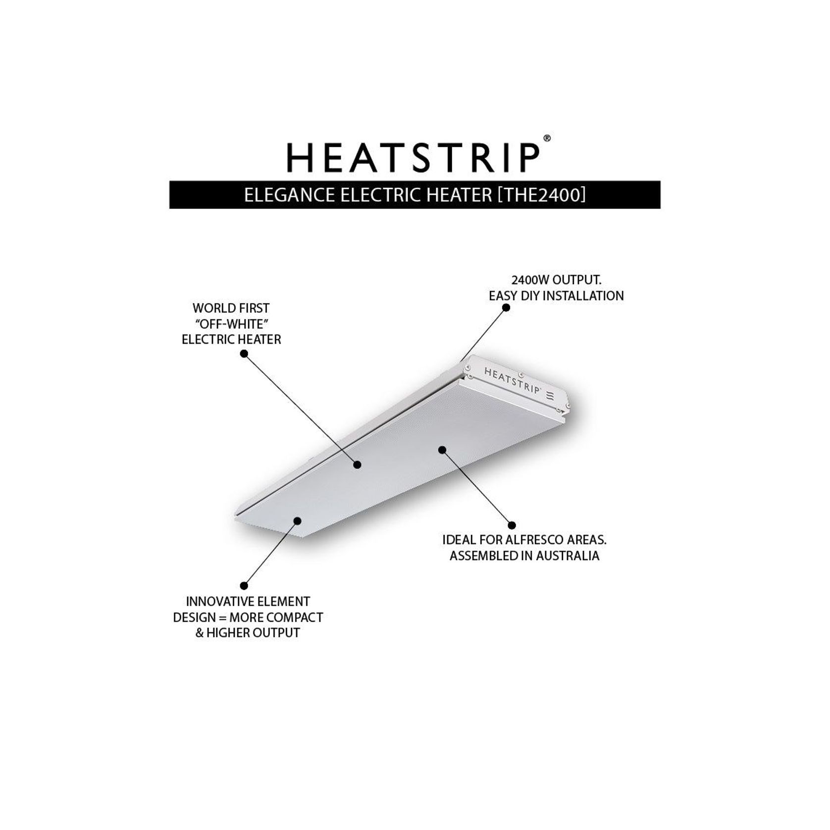 HEATSTRIP Elegance Heater White 2400w gallery detail image