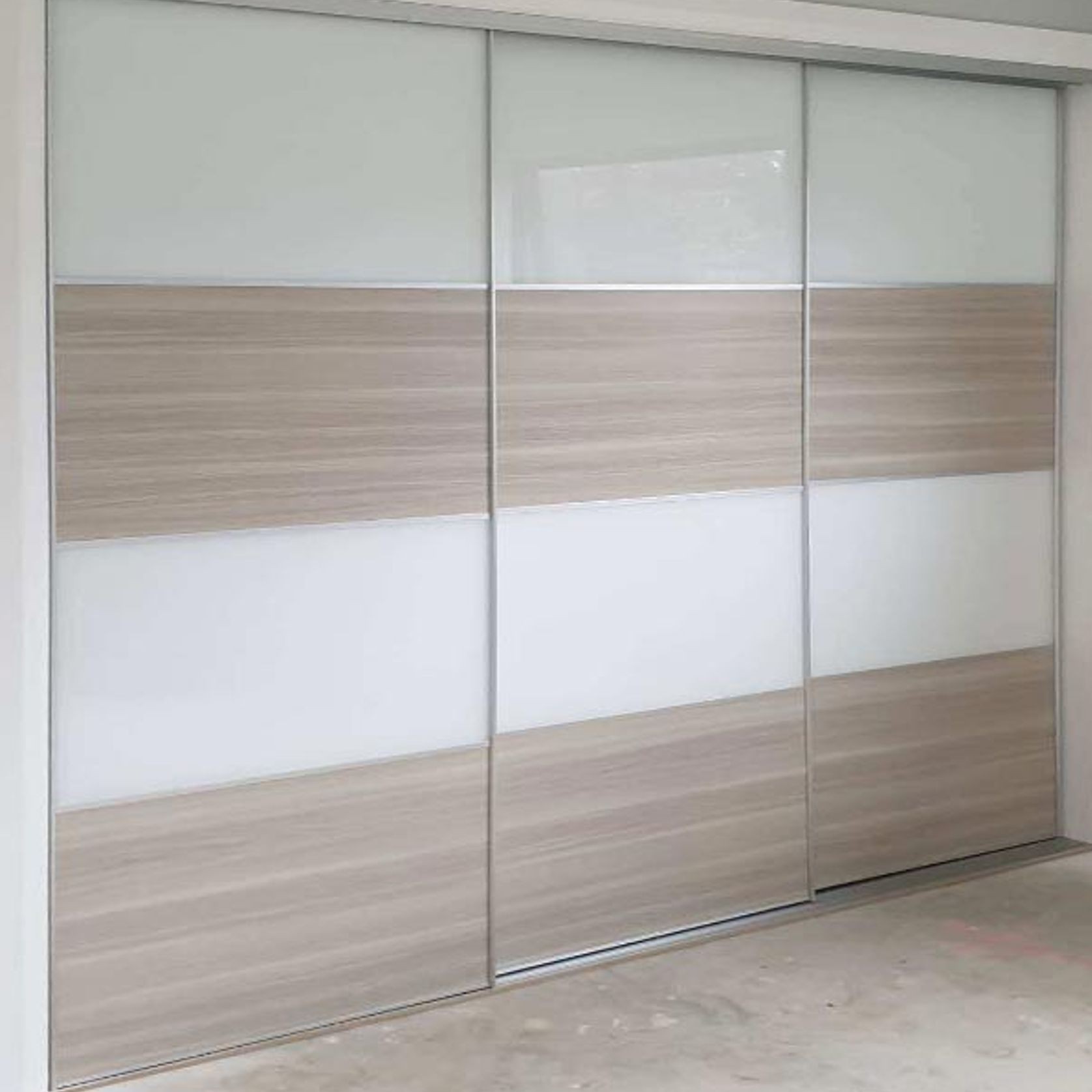 4 Divisions White Acrylic and Colour Melamine Sliding Door With Double Tracks gallery detail image