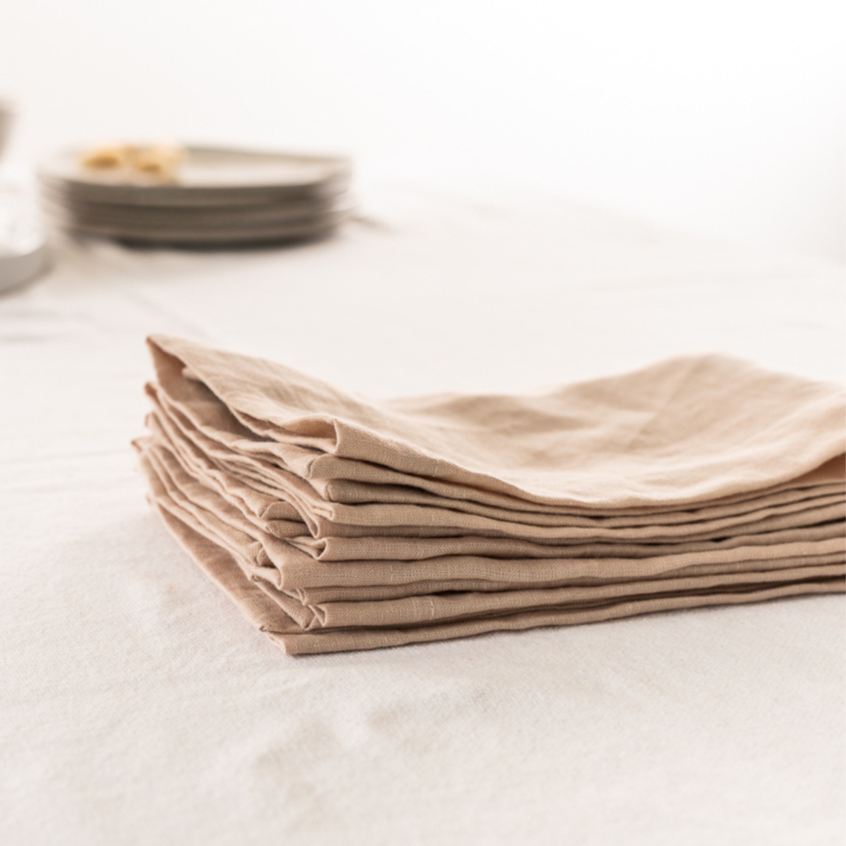 100% French Flax Linen Napkin- Set 4-Latte gallery detail image