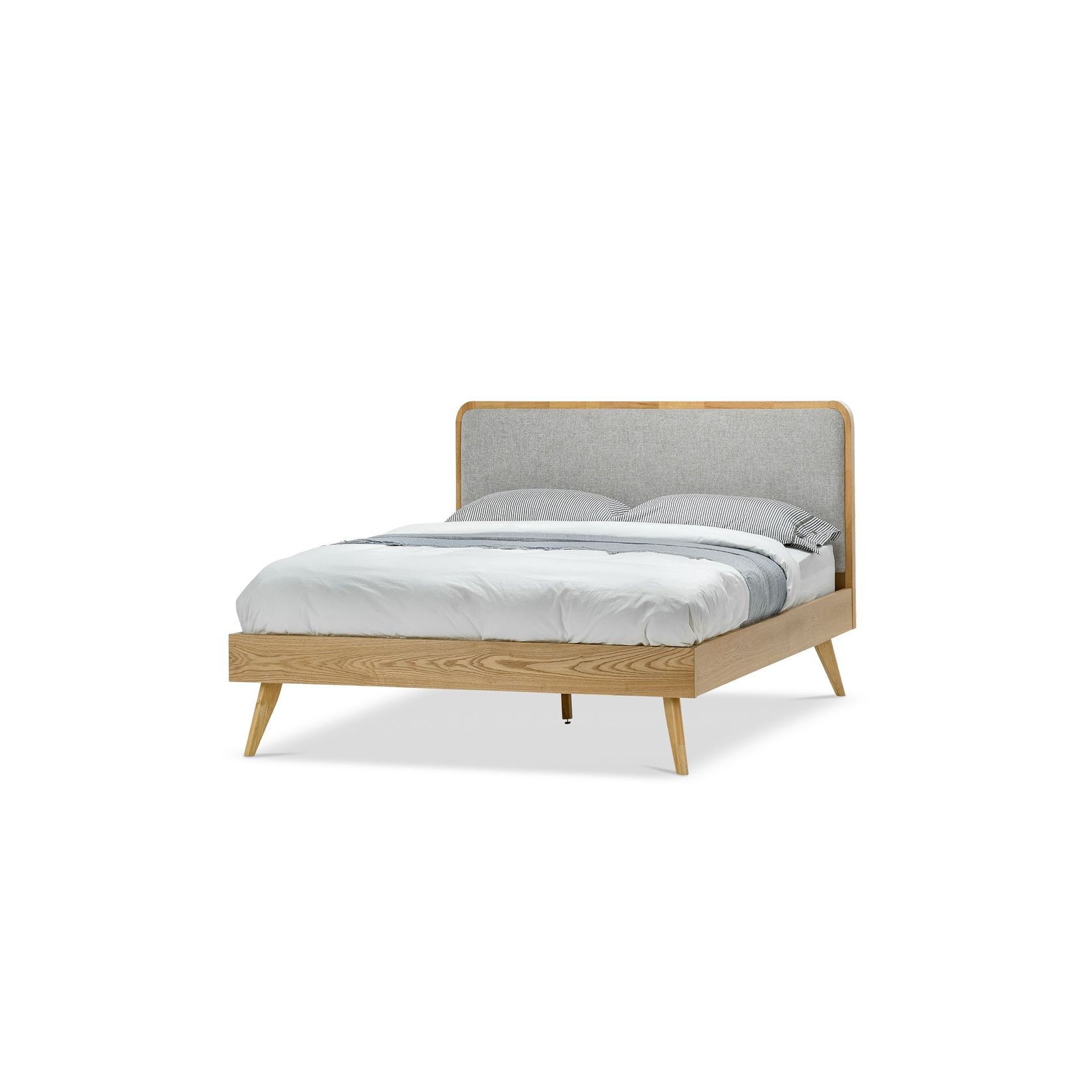 Stella Queen Bed Frame | Light Grey & Natural Oak gallery detail image