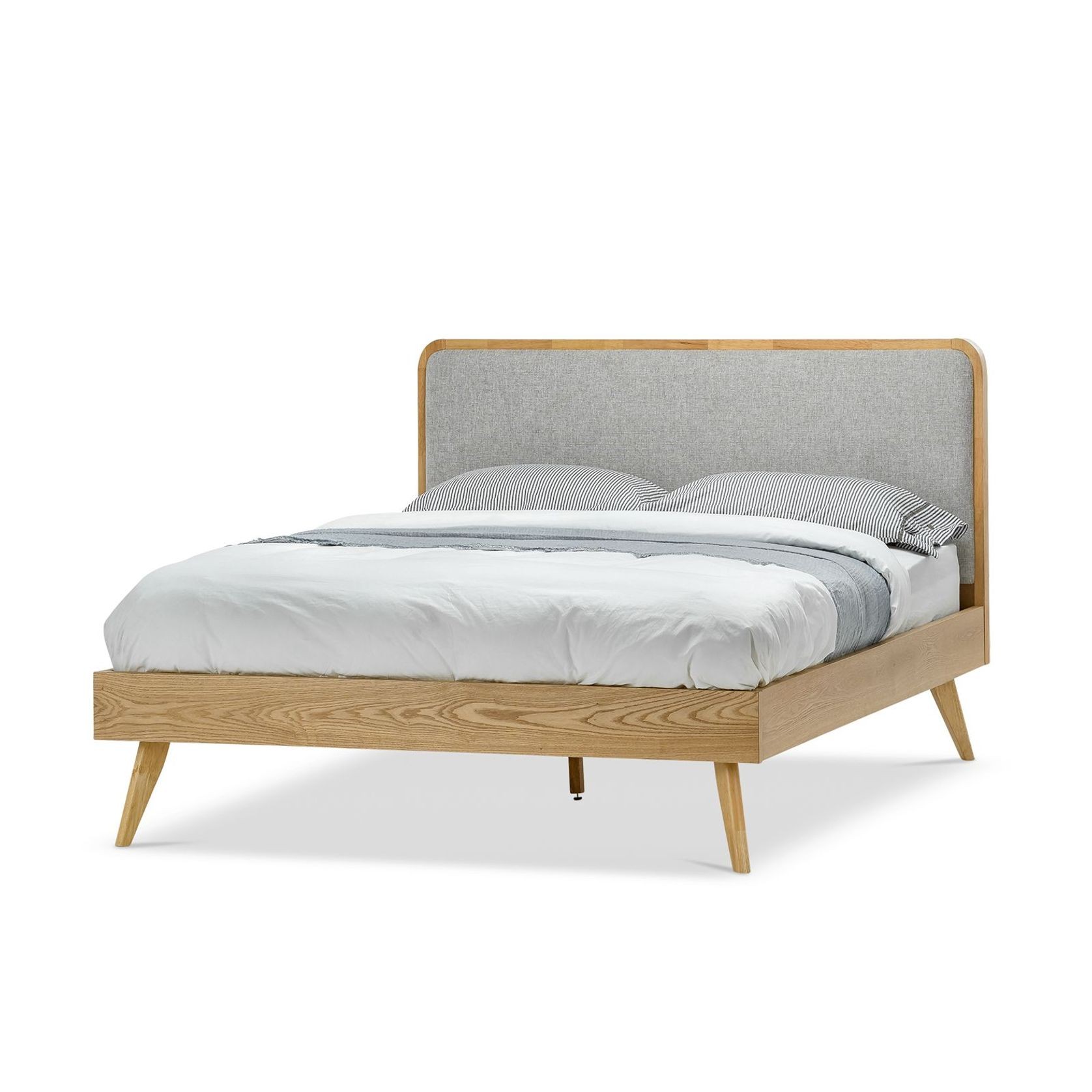 Stella Queen Bed Frame | Light Grey & Natural Oak gallery detail image