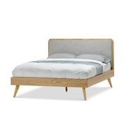 Stella Queen Bed Frame | Light Grey & Natural Oak gallery detail image