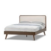 Stella Queen Bed Frame | Light Beige & Walnut gallery detail image