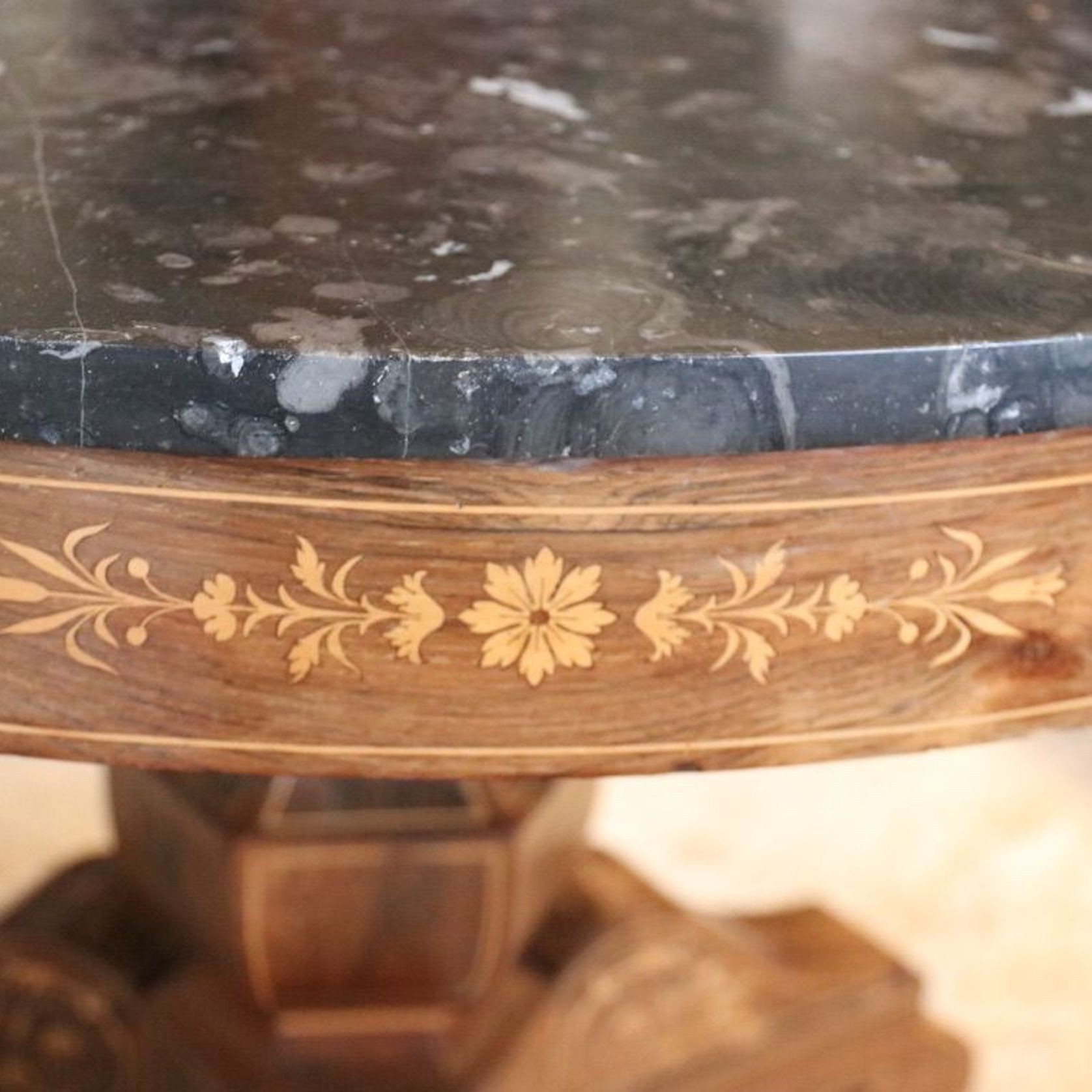 Antique Charles X Pedestal Table In Inlaid Rosewood gallery detail image