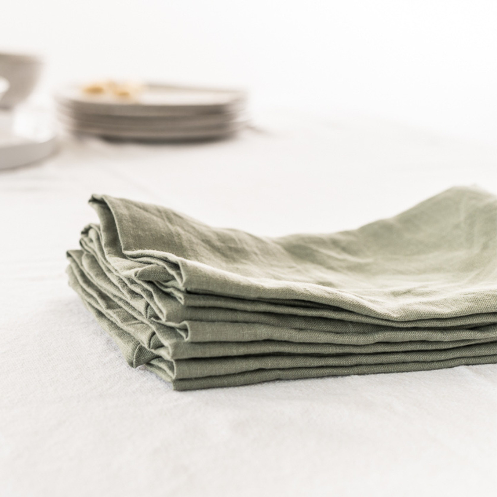 100% French Flax Linen Napkin- Set 4-Lichen gallery detail image