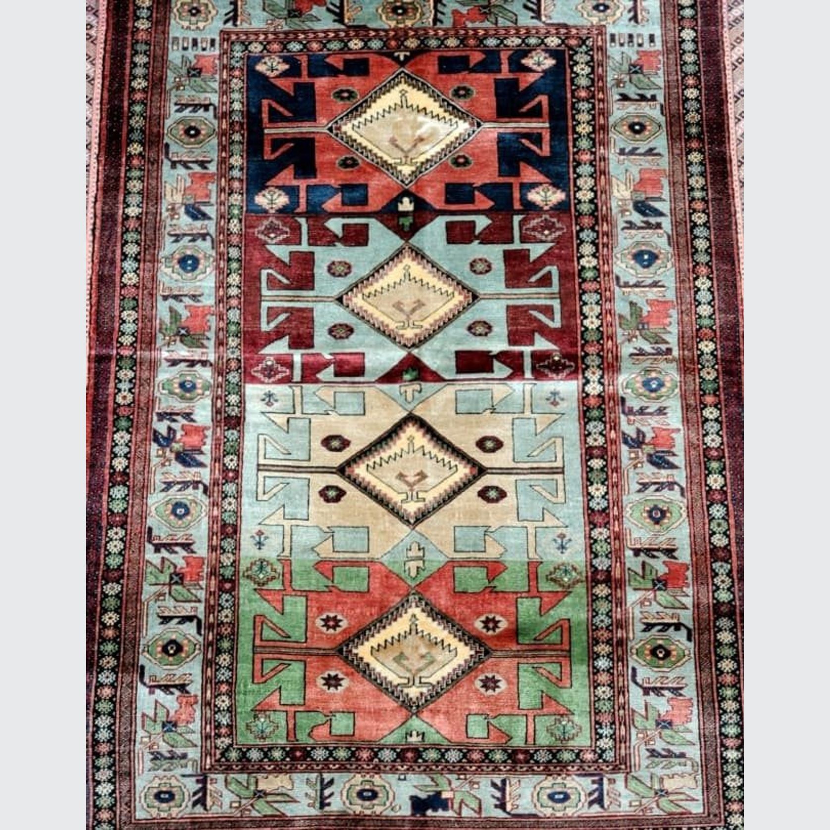 Caucasian Design Silk Rug 150x110cm gallery detail image