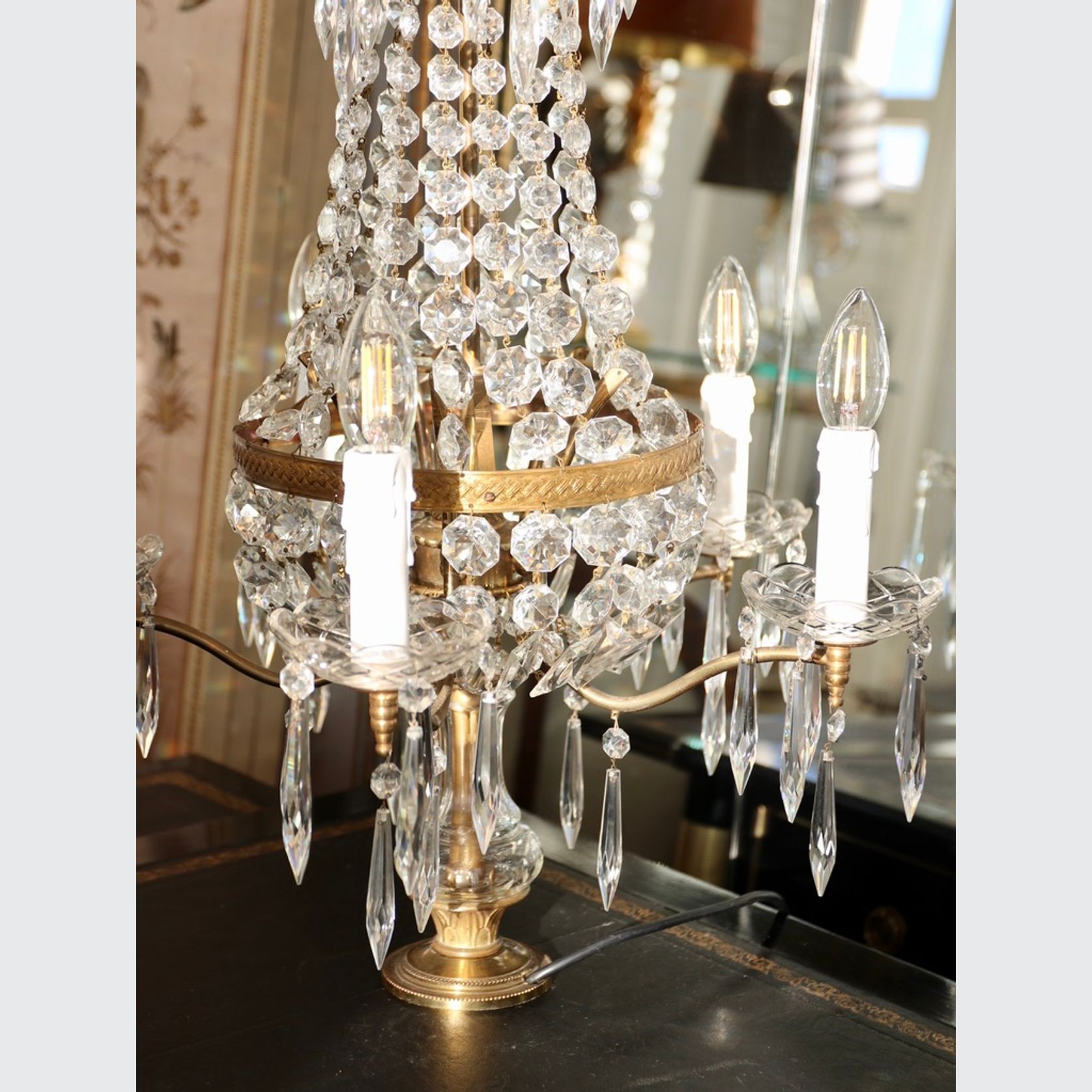 An Antique Crystal and Gilt Bronze Girandole gallery detail image