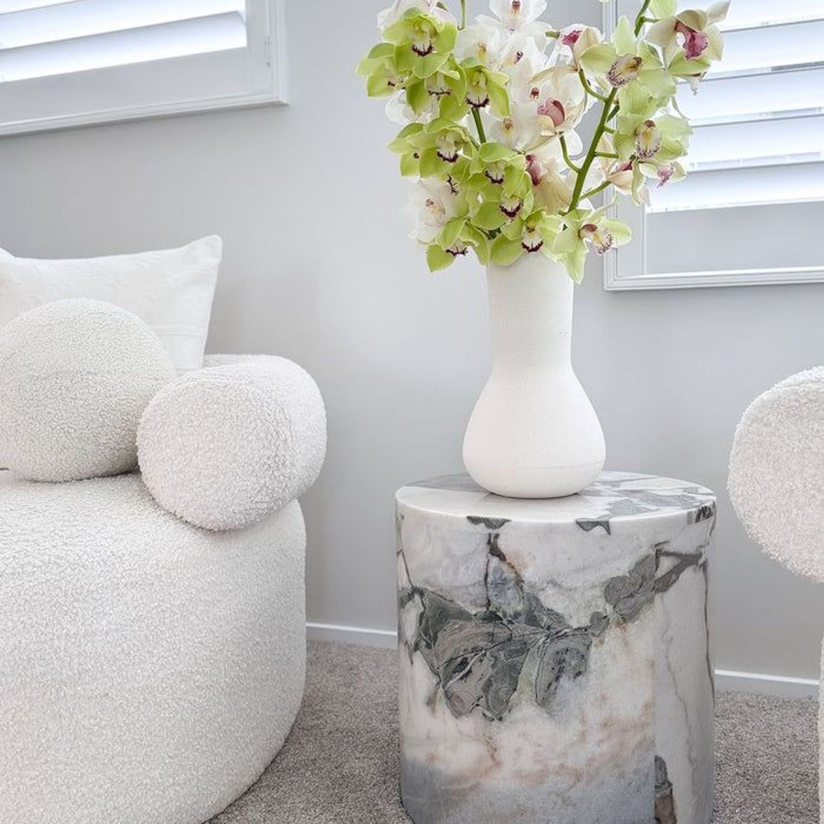 Rounded Side Table - Milky Blue Marble | Natural Stone Co. gallery detail image