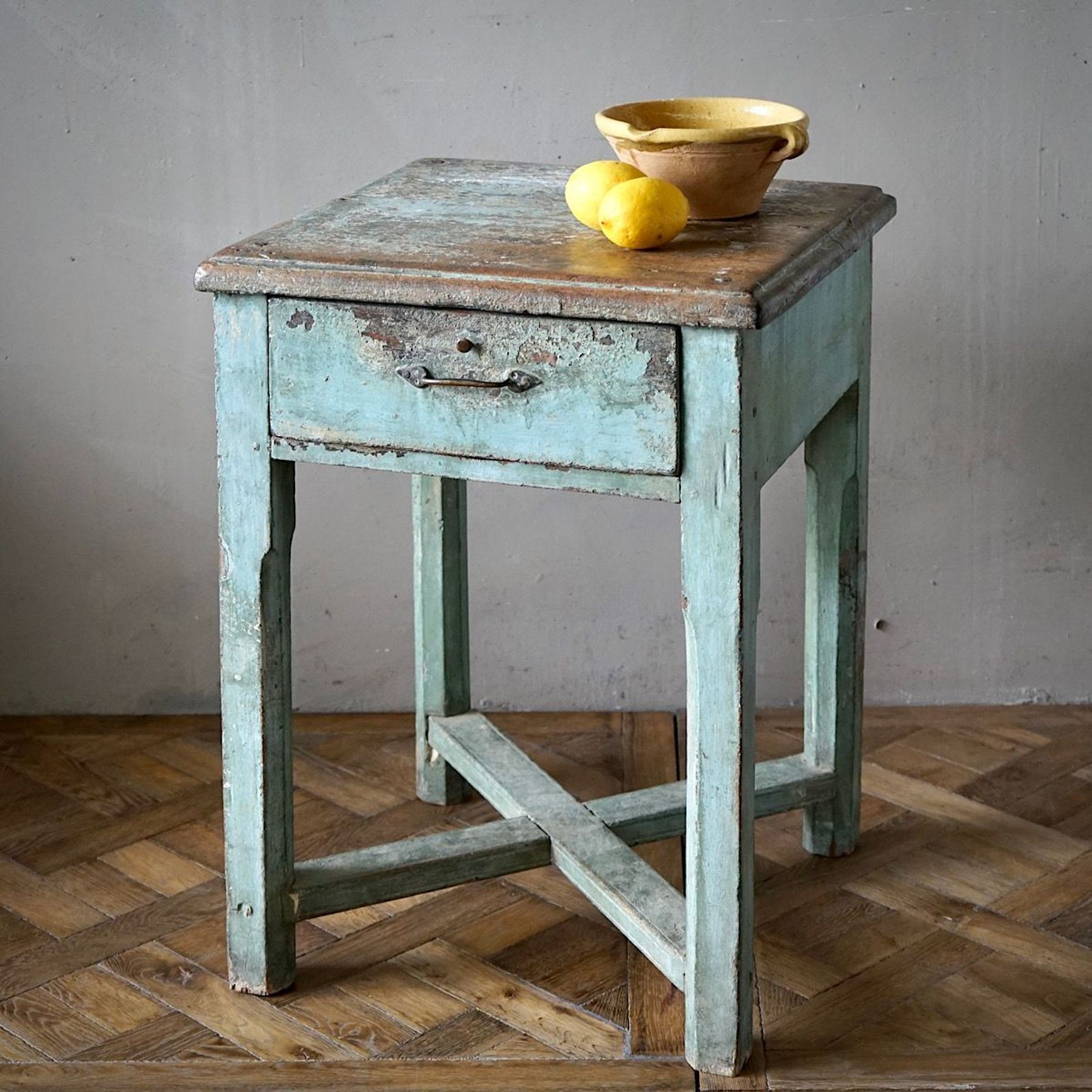 French Antique Painted Side Table gallery detail image