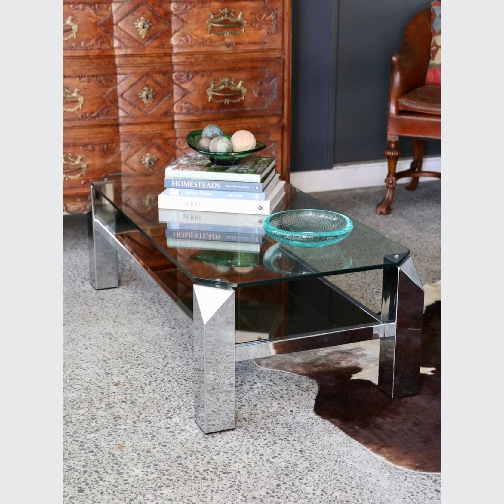 Belgo Chrom Two Tiered Chromed Steel Coffee Table gallery detail image