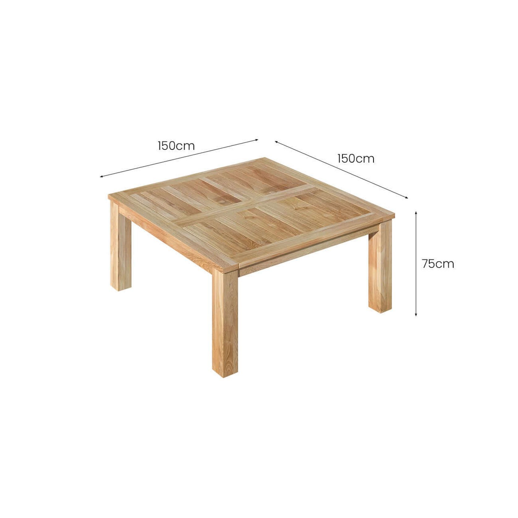 Juniper Teak Square Dining Table 150cm gallery detail image