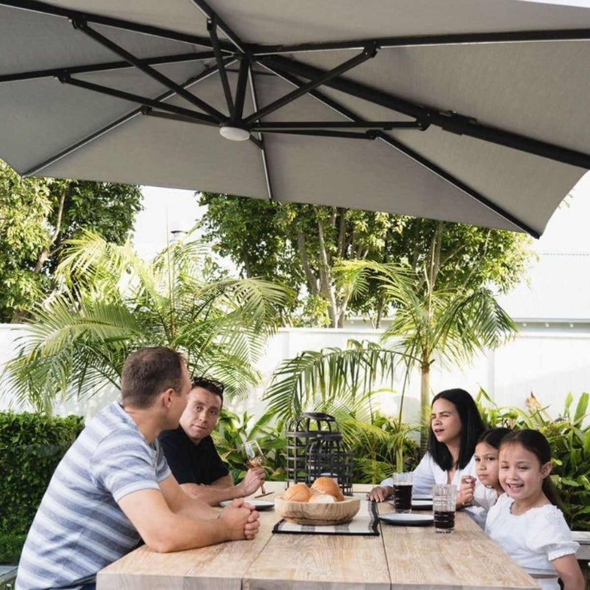commercial grade wind resistant patio umbrella Tropishade 631W24 9 ft. Antique White is Perfect for Cafes and Restaurants : Patio, Lawn & Garden Commercial Grade Triple Head Patio Umbrella Available in Multiple Colors Water and Weather Windmaster Umbrella