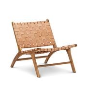 Lazie Leather Strapping Lounge Chair | Teak & Natural Tan gallery detail image