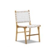 Lazie Leather Strapping Dining Chair | Set of 2 | Teak & White gallery detail image