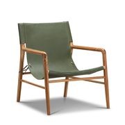Norah Leather Sling Armchair | Teak & Olive Green gallery detail image