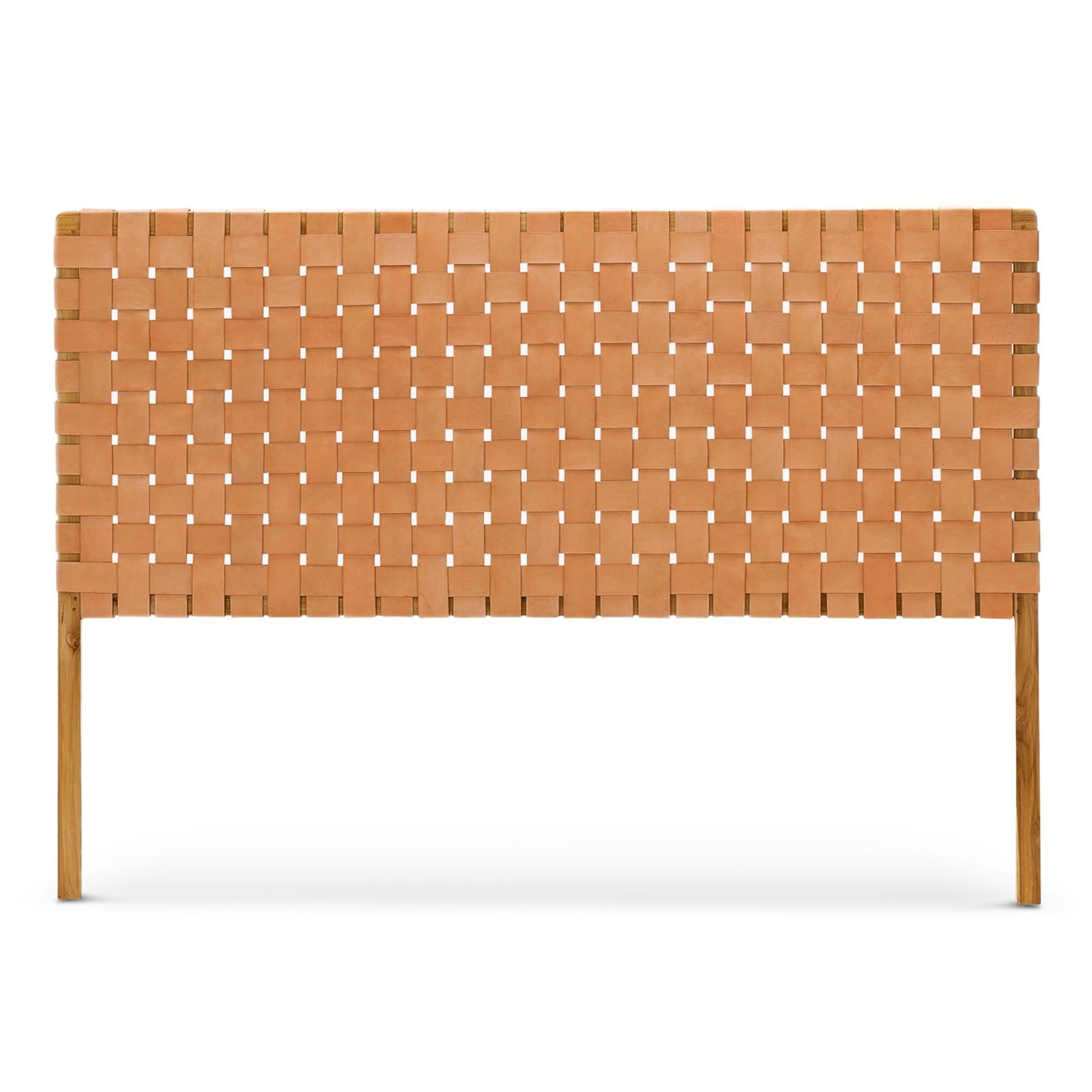 Lazie Leather Strapping Bedhead | Teak & Natural Tan gallery detail image