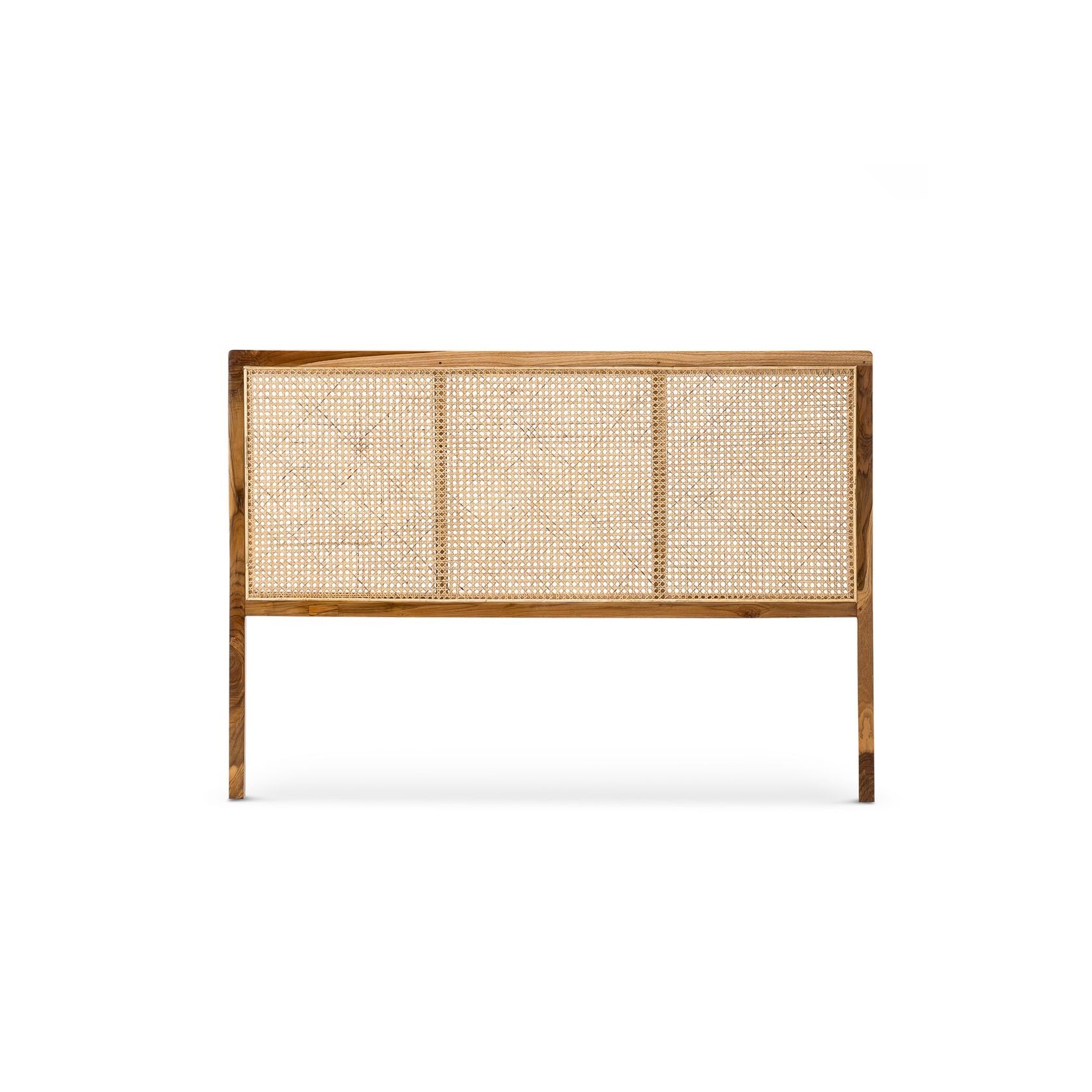 Lazie Woven Rattan Cane Queen Bedhead | Natural & Teak gallery detail image