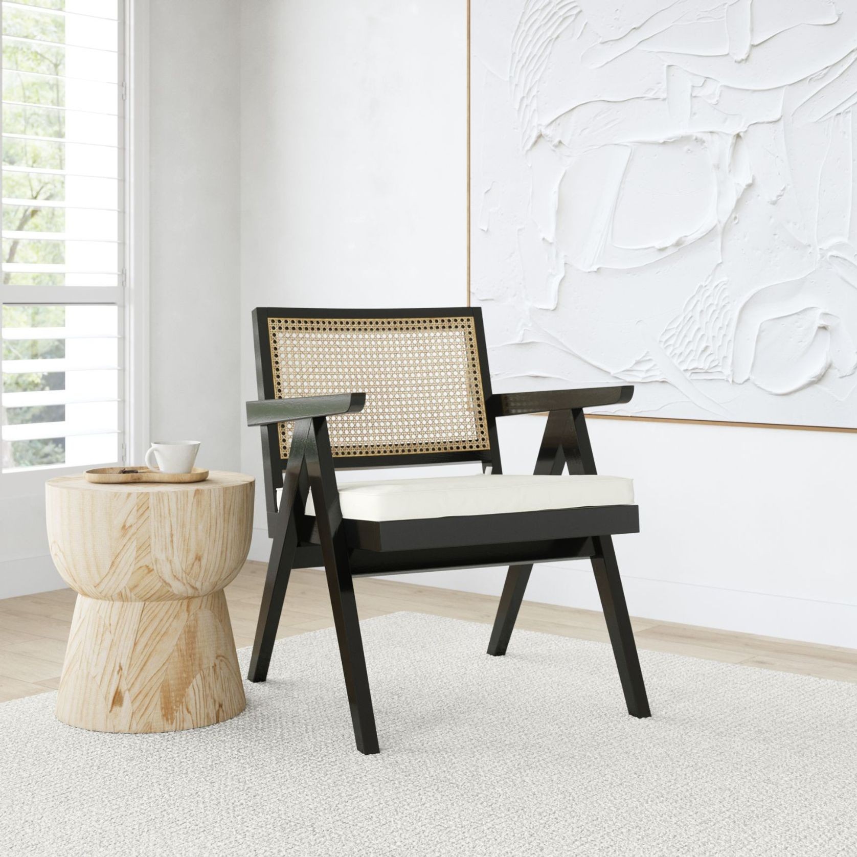 Mira Rattan Occasional Armchair | Black gallery detail image