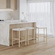 Wes Wide Leather Strap Barstool | 65cm | White gallery detail image