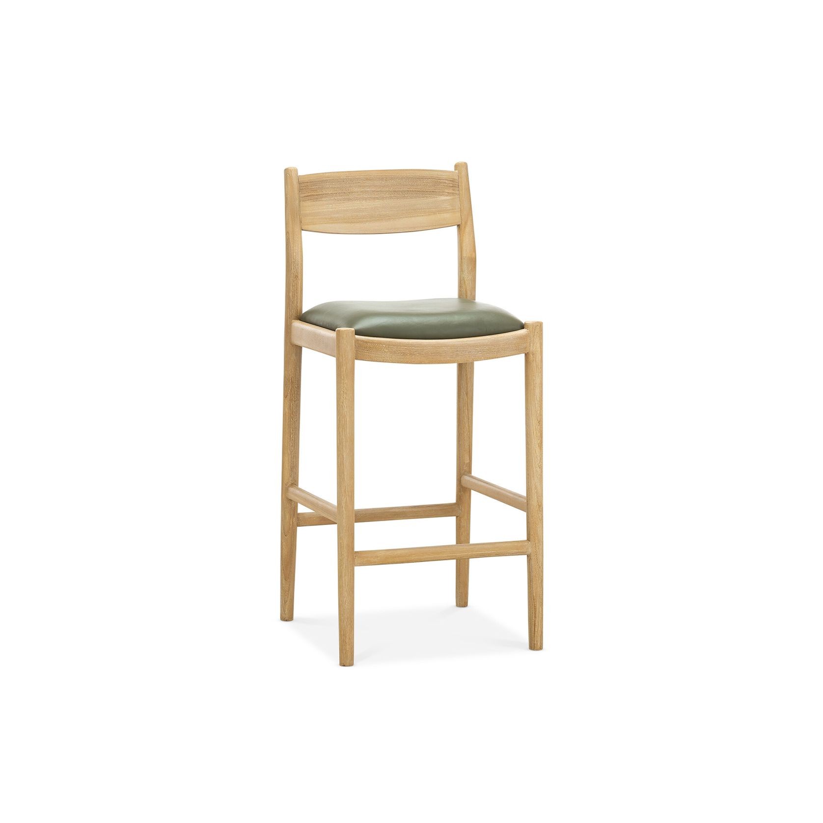 Calum Leather High Back Counter Barstool | Olive Green gallery detail image