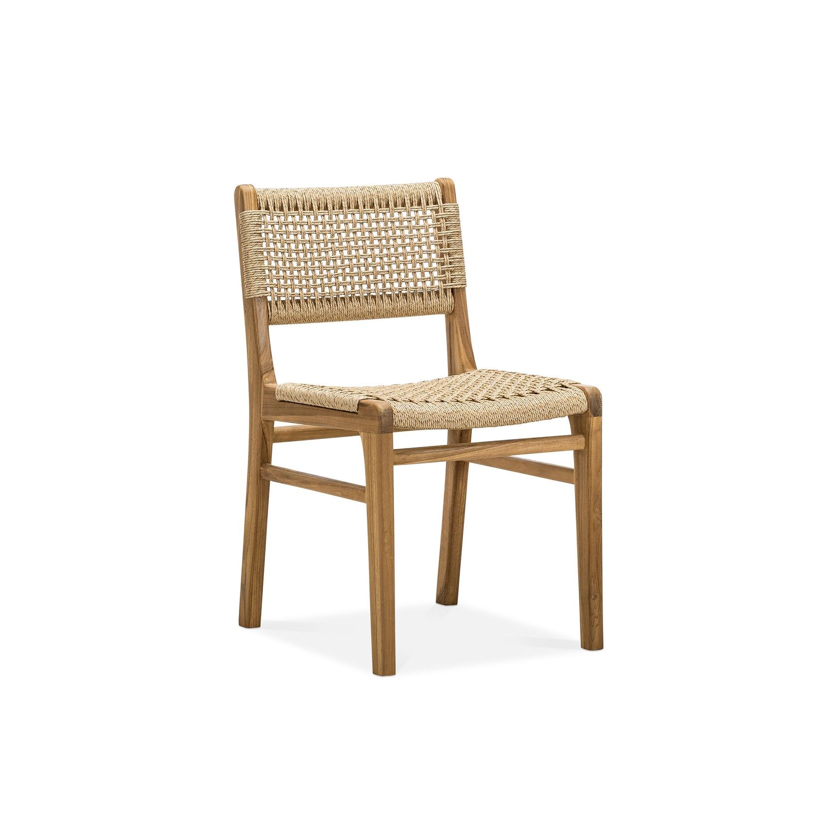 Elias Woven Cord Dining Chair | Natural Teak | Set of 2 gallery detail image