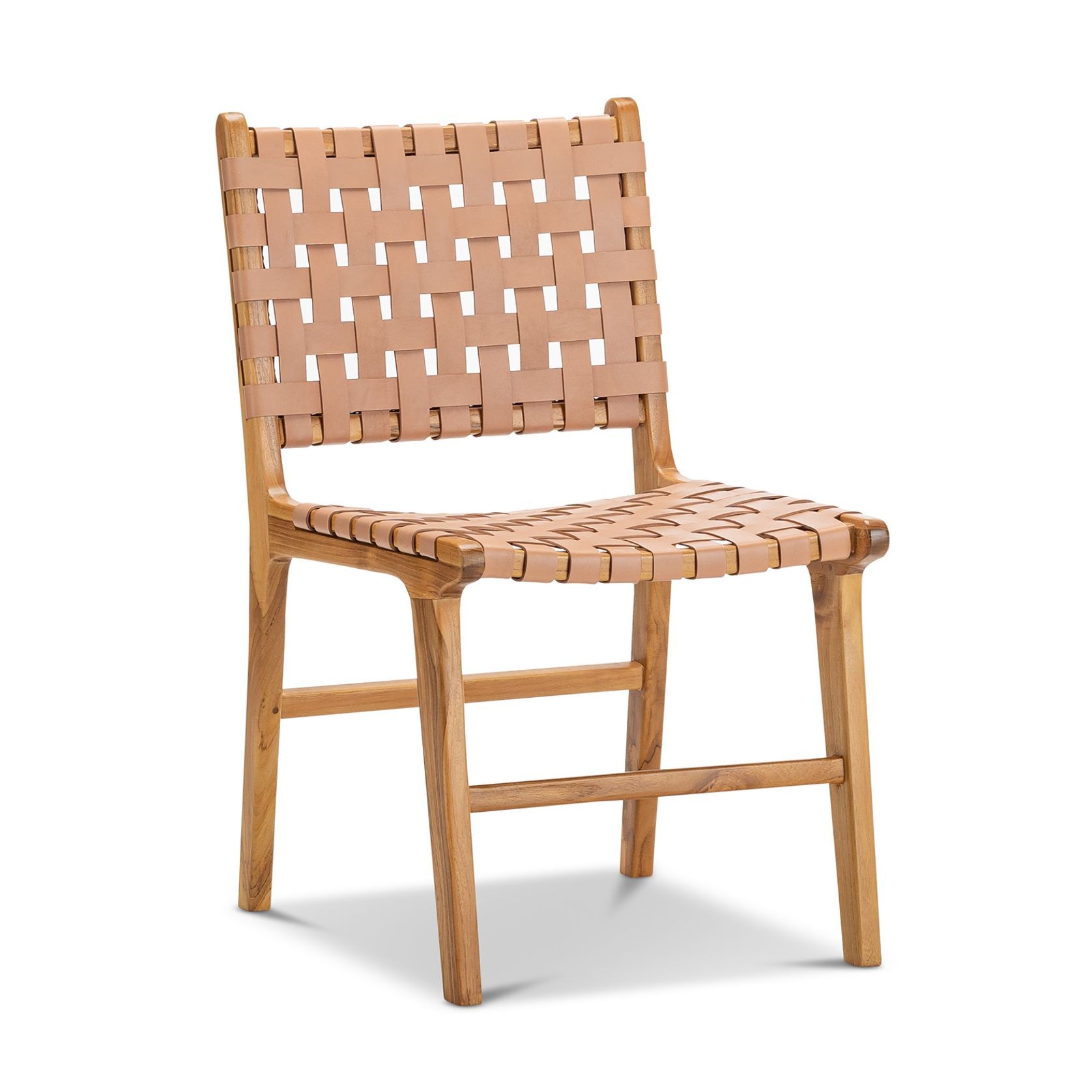 Casey Woven Leather Dining Chair | Set of 2 | Nude Tan gallery detail image