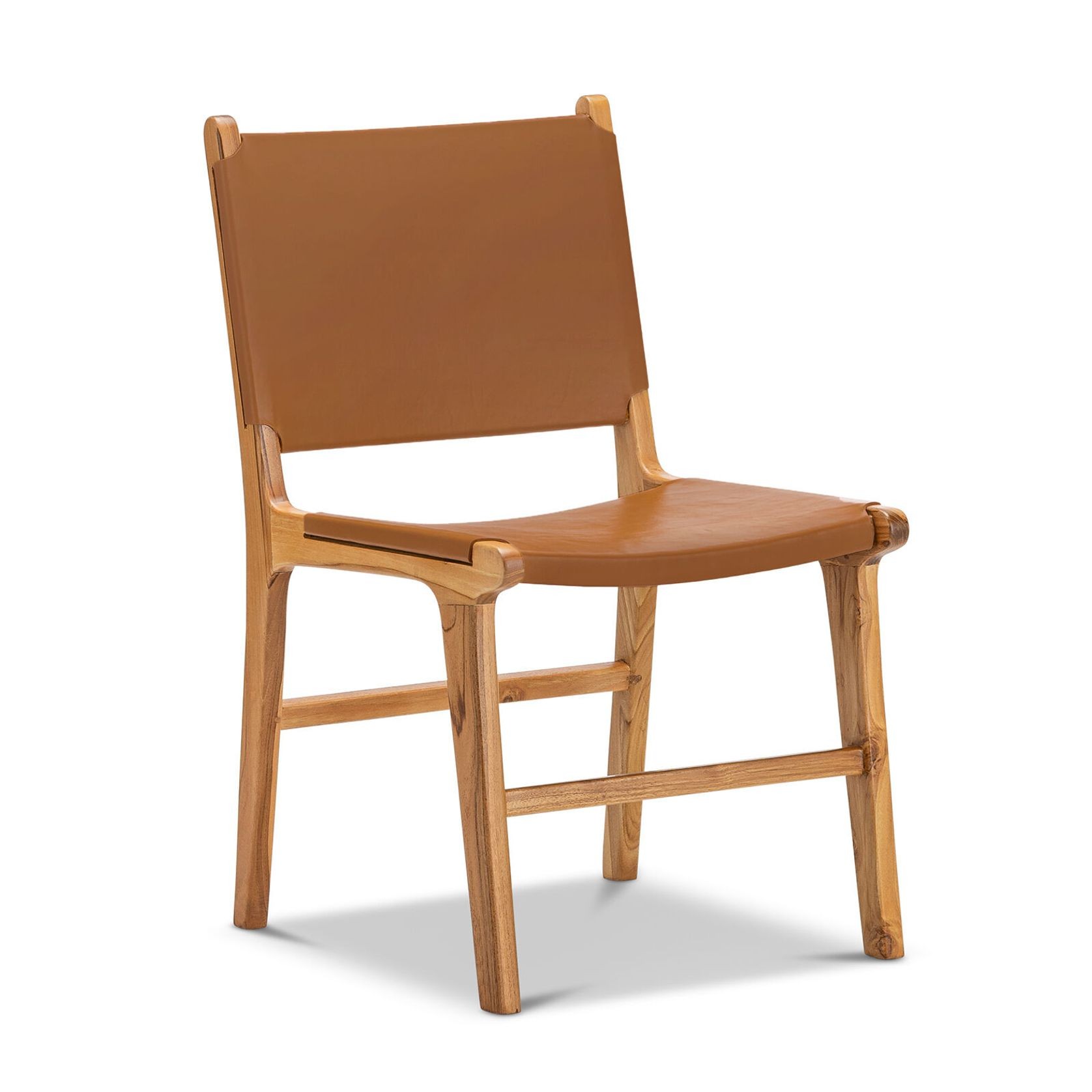 Casey Set of 2 Flat Leather Dining Chair | Coco Tan gallery detail image