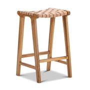 Casey Woven Leather Barstool | 66cm | Nude Tan gallery detail image