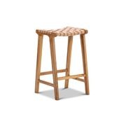Casey Woven Leather Barstool | 66cm | Nude Tan gallery detail image
