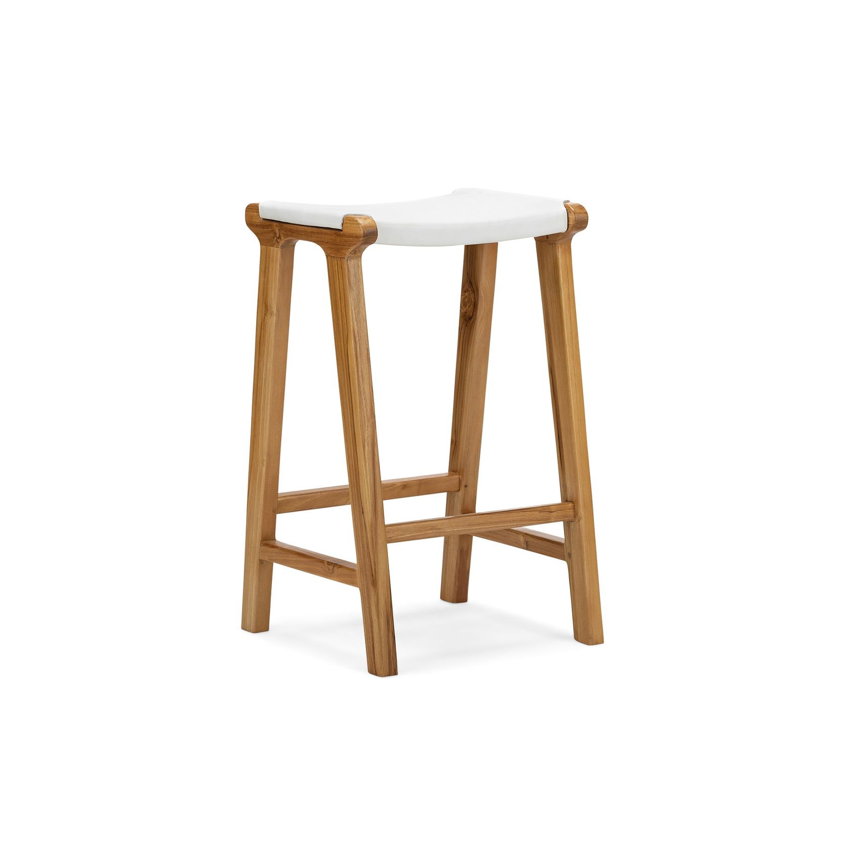 Casey Flat Leather Barstool | 66cm | White gallery detail image