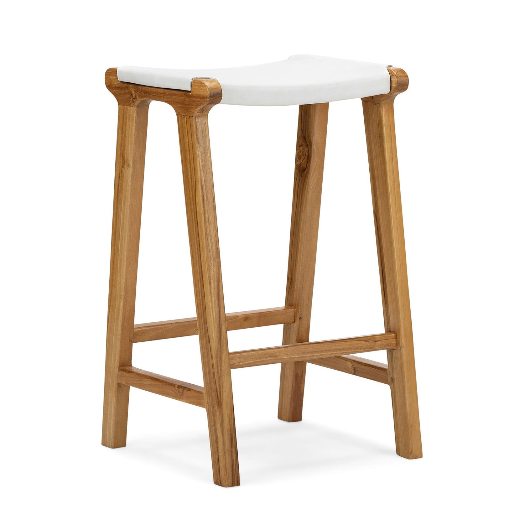 Casey Flat Leather Barstool | 66cm | White gallery detail image