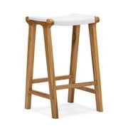 Casey Flat Leather Barstool | 66cm | White gallery detail image