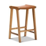 Casey 67cm Flat Leather Barstool | Coco Tan gallery detail image