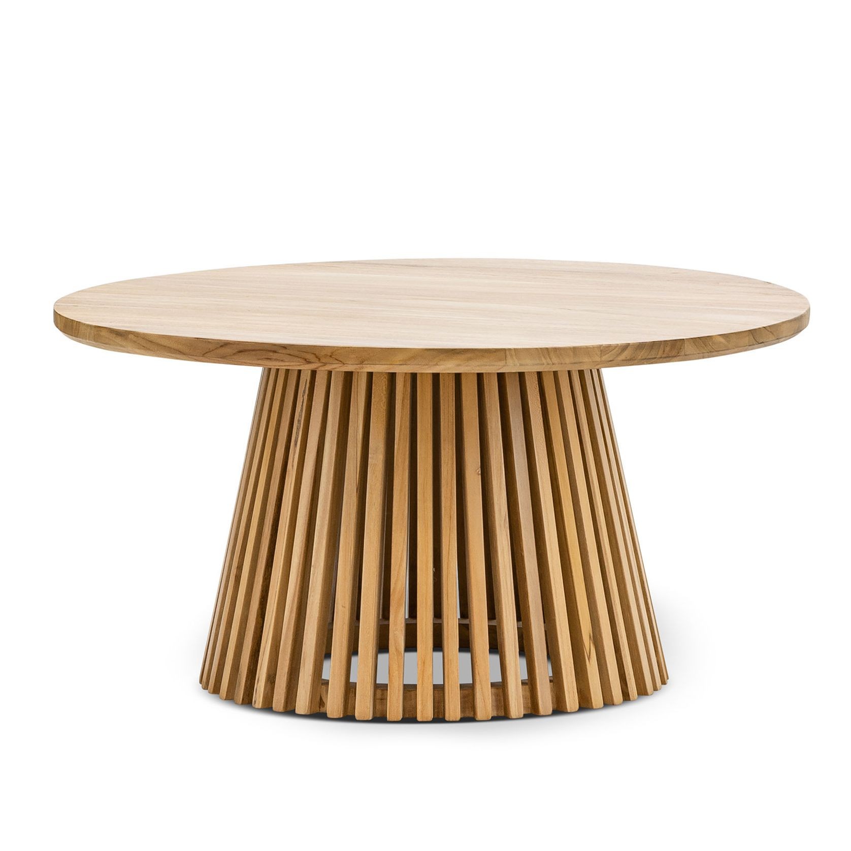 Pedie 80cm Round Slat Coffee Table | Natural Teak gallery detail image