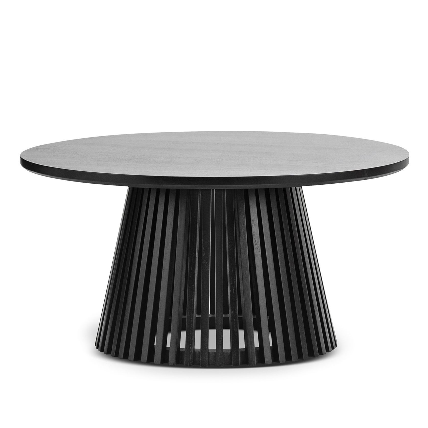 Pedie 80cm Round Slat Coffee Table | Black Teak gallery detail image
