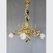 Antique Gilt Bronze Chandelier In Louis XV Style gallery detail image