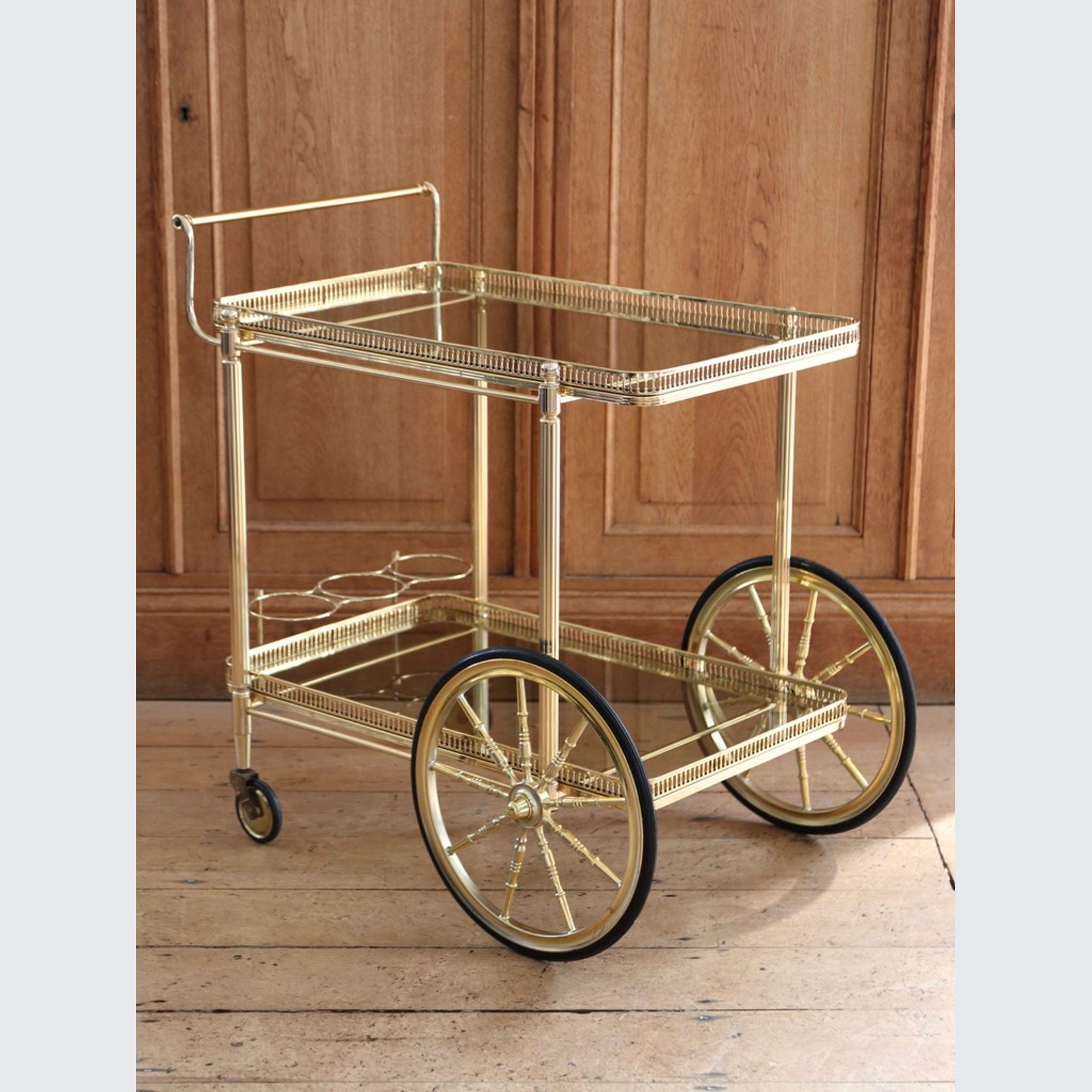 Neo Classical French Brass Drinks Bar Cart ArchiPro NZ