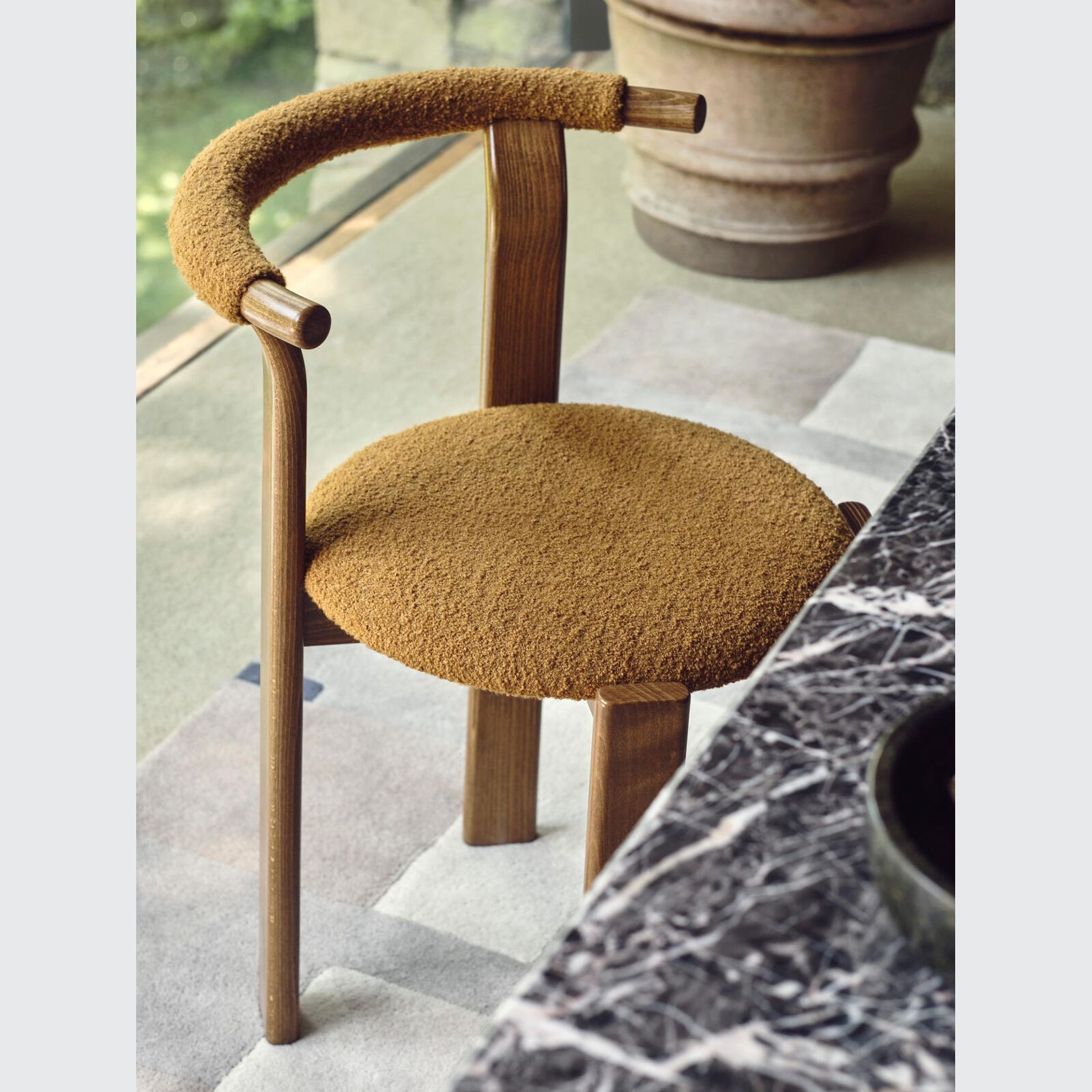 Soho Home | Pair Of Zita Dining Chairs | Boucle Mustard gallery detail image