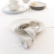 100% French Flax Linen Napkin- Set of 4 Charcoal Pinstripe gallery detail image