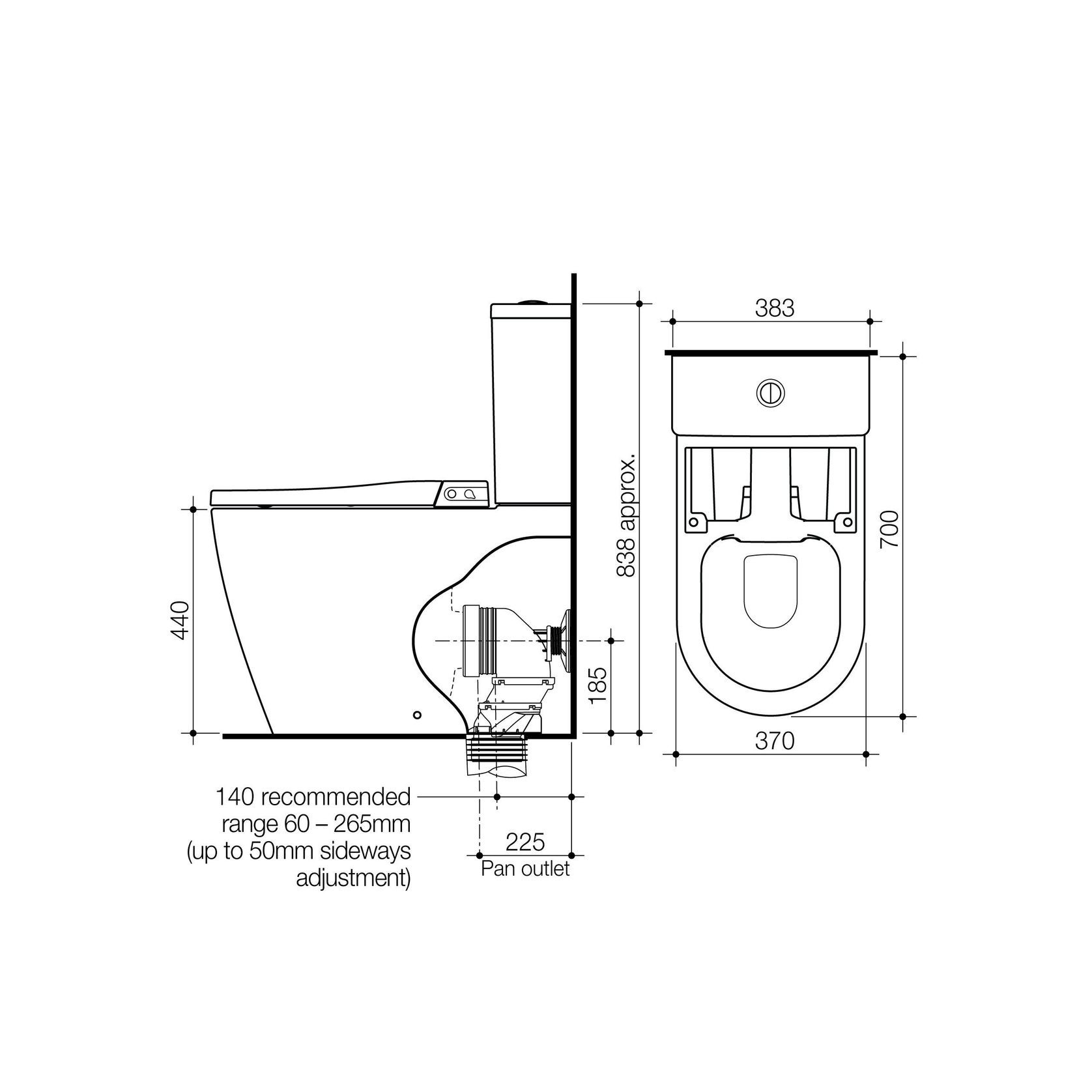 Caroma Urbane II Cleanflush Wall Faced Bidet Toilet Suite gallery detail image