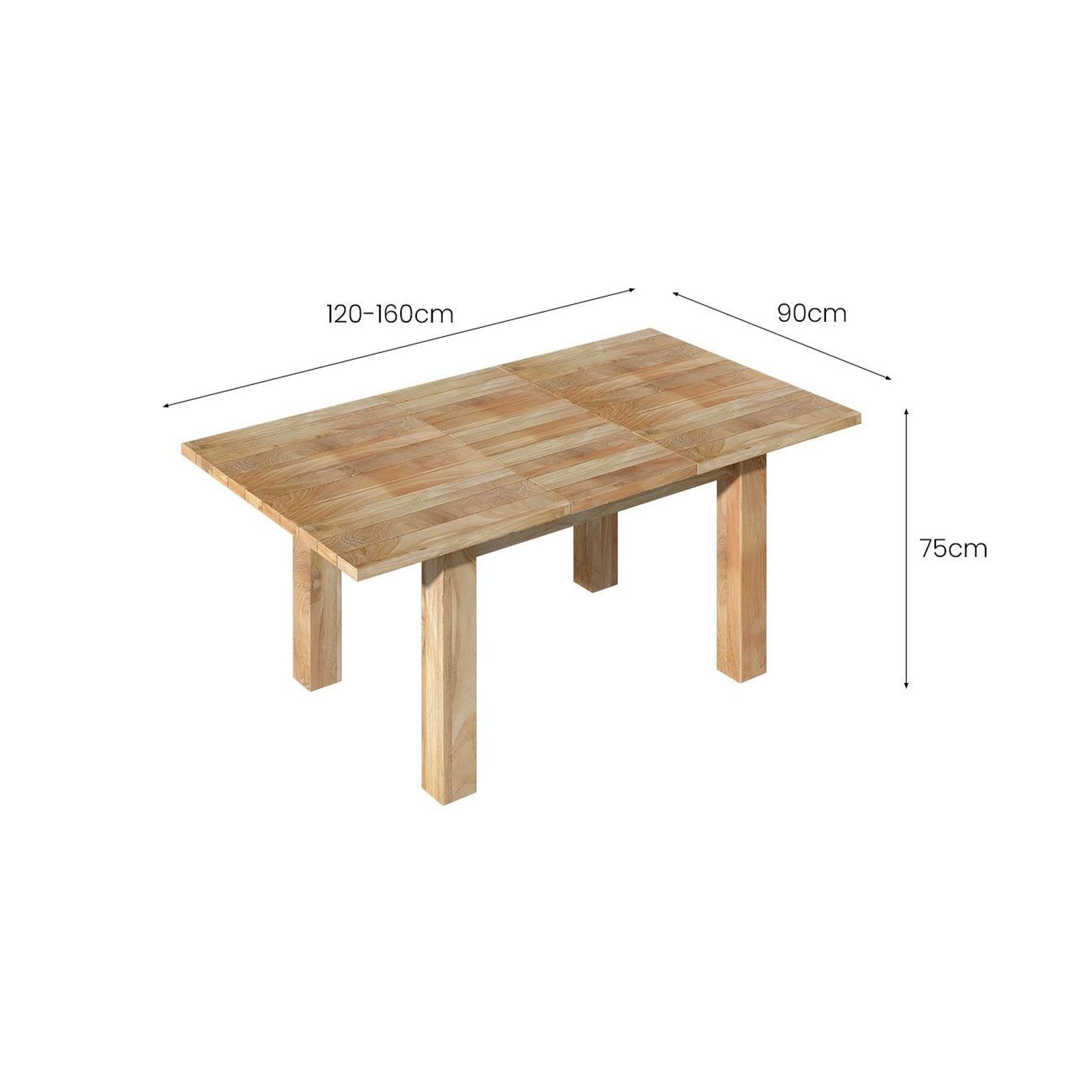Stretch Outdoor Teak Dining Extension Table 120-160 X 100cm gallery detail image