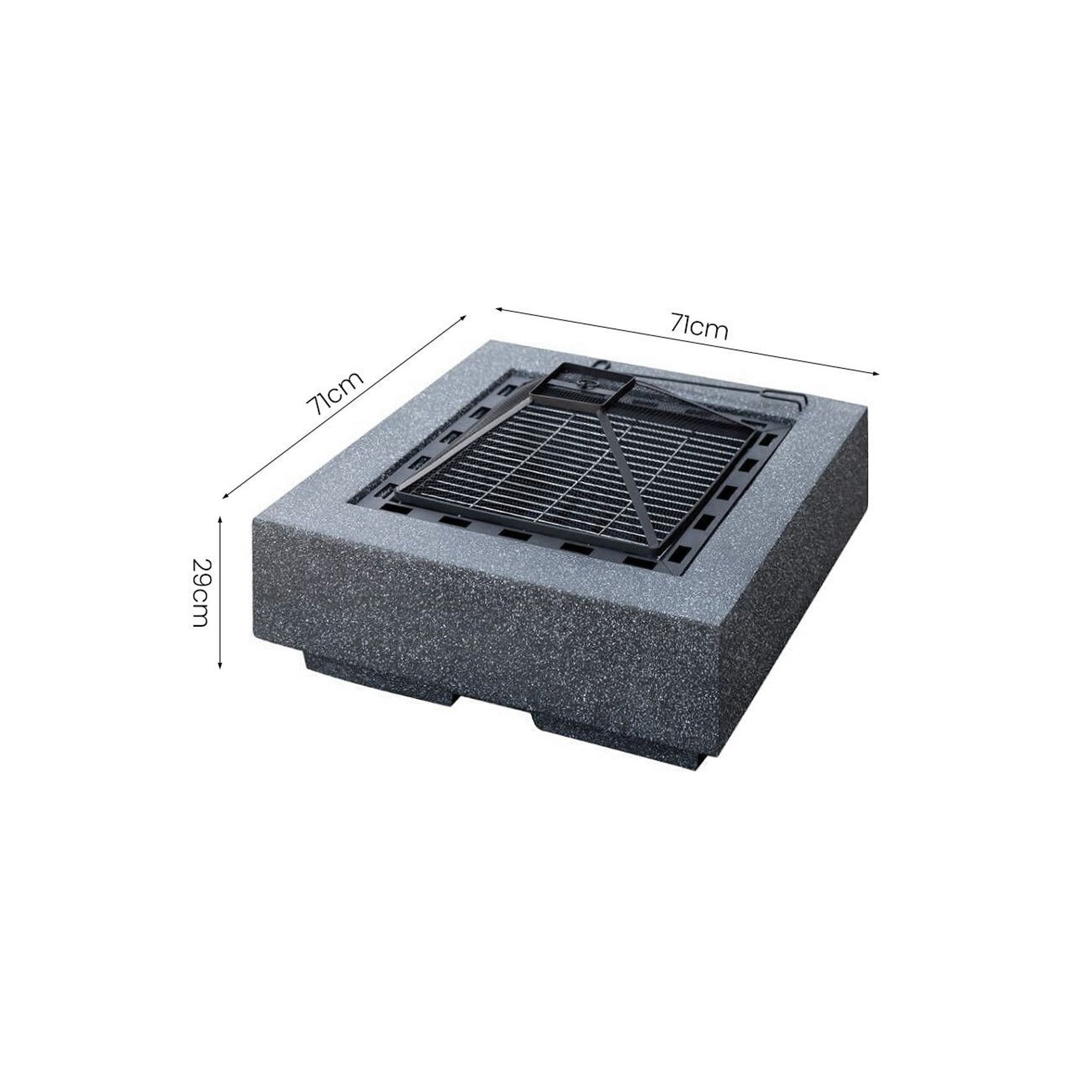 Mgo Square Fire Pit with BBQ Grill Rack, Spark Guard gallery detail image